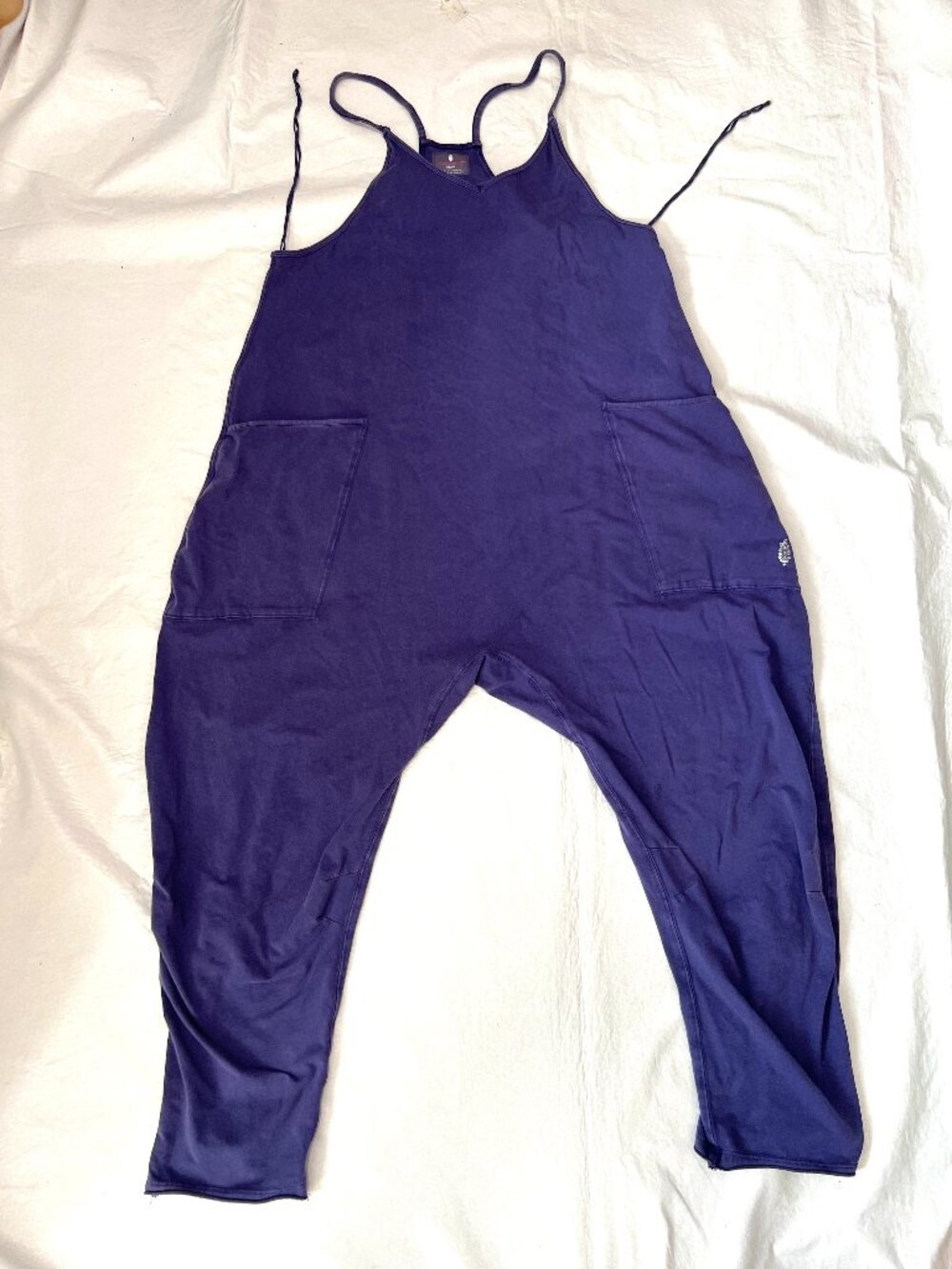 FP Movement Hot Shot Jumpsuit washed blue XS womens sleeveless baggy overalls